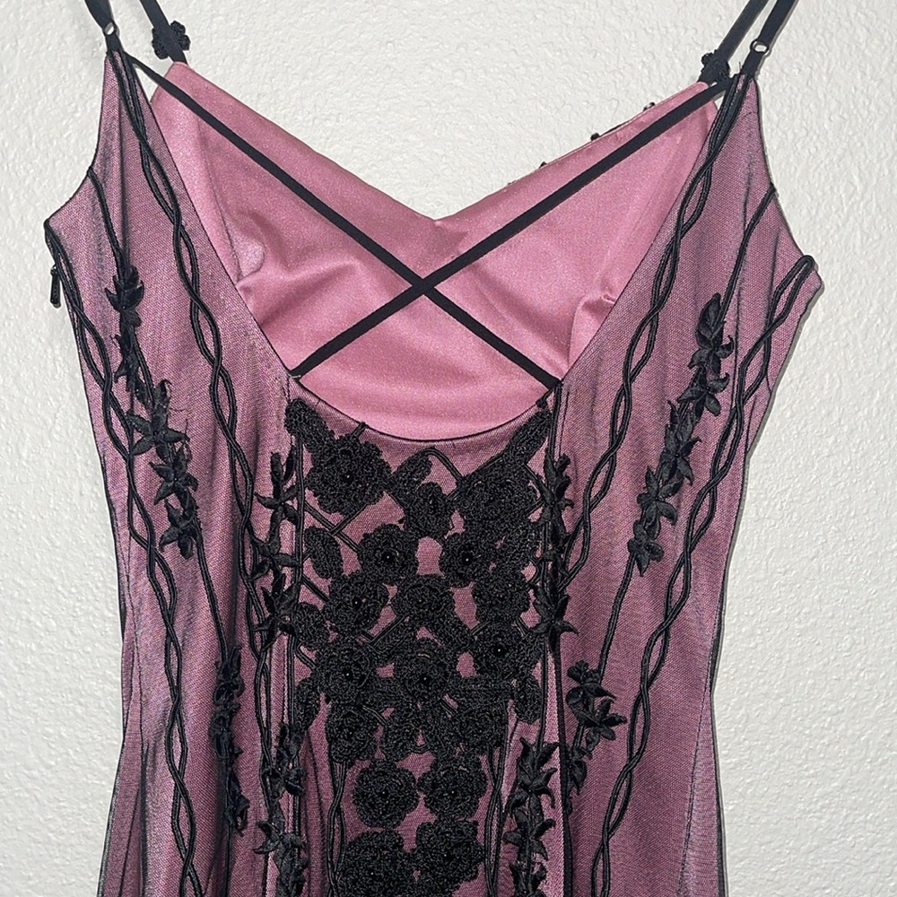 Sue Wong 1920s Mauve Pink & Black 100% Silk Gatsby Embellish Flapper Dress - XS - Picture 5 of 14